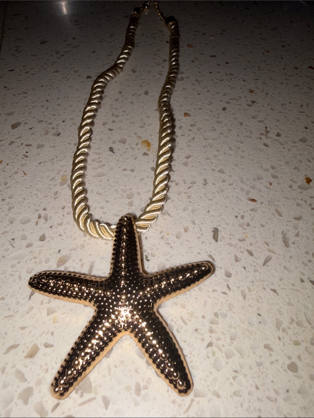 Gold Starfish Pendant Rope Necklace -white rope gold metal newstarfish Neckless